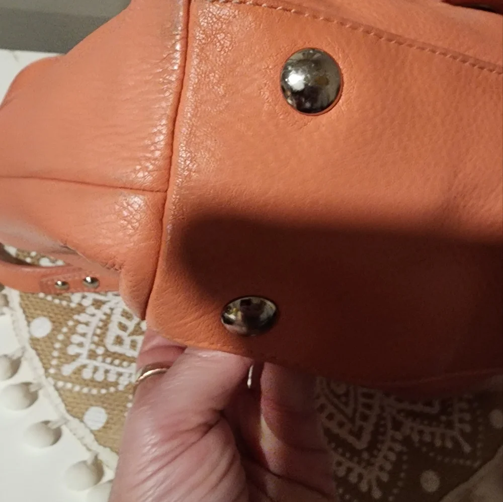 Coach Vintage Penelope Coral Peach Orange Leather Tote Bag